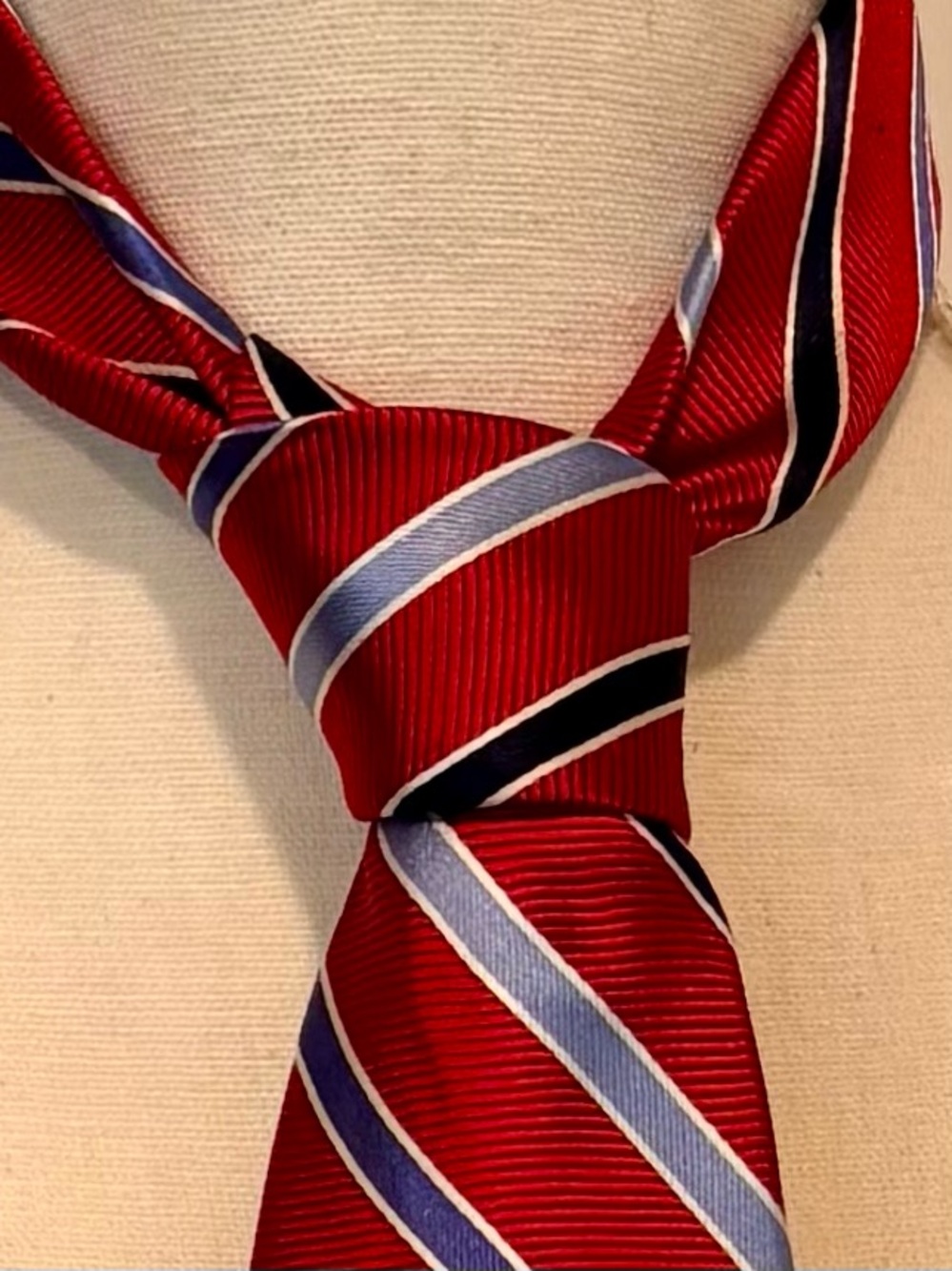 🇺🇸100% Silk Patriotic Tie Chaps Classic Red Striped Men's Tie❤️🤍💙